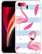 iPhone SE 2020 Hoesje Flamingo Feathers - Designed by Cazy