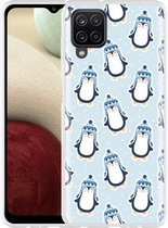 Hoesje Geschikt voor Samsung Galaxy A12 Pinguins