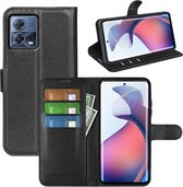 Motorola Edge 30 Neo Hoesje - MobyDefend Kunstleren Wallet Book Case (Sluiting Voorkant) - Zwart - GSM Hoesje - Telefoonhoesje Geschikt Voor Motorola Edge 30 Neo