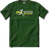 Running Marathon | Hardlopen - Rennen - Sporten - T-Shirt - Unisex - Bottle Groen - Maat L