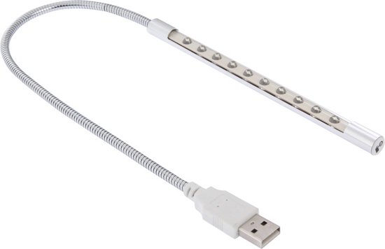 Let op type!! Draagbare Touch schakelaar USB LED licht 10-LED 1W witte Light(Silver)