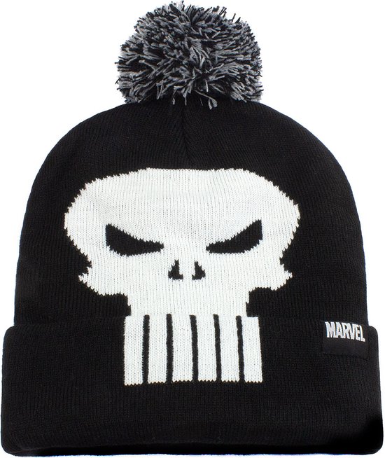 Marvel - Bonnet à pompon Noir Logo Crâne de Punisher