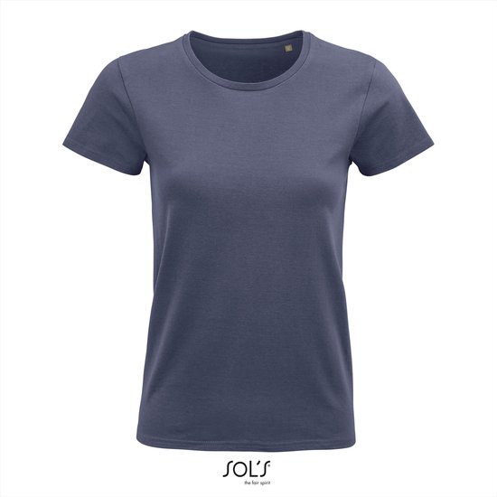 SOL'S - Pioneer T-Shirt dames - Denim - 100% Biologisch Katoen - L