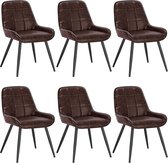 Set de 6 Chaises de salle à manger rembourrées chaise d'appoint en similicuir avec dossier brun foncé