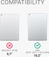 kwmobile tablet hoes met standaard - geschikt voor Apple iPad 10.2 (2019/2020/2021 - 7./8./9. Gen) - Tablet houder van kunstleer - In taupe / wit / donkergrijs Magnolia design