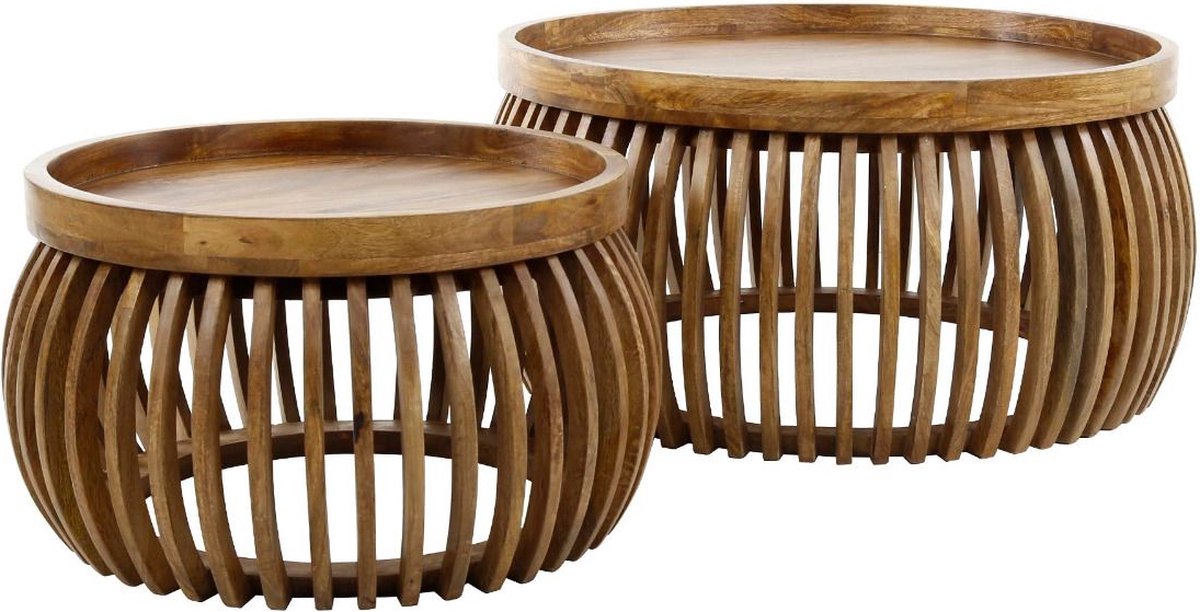 Fraaai - Odila salontafel mangohout curve set van 2