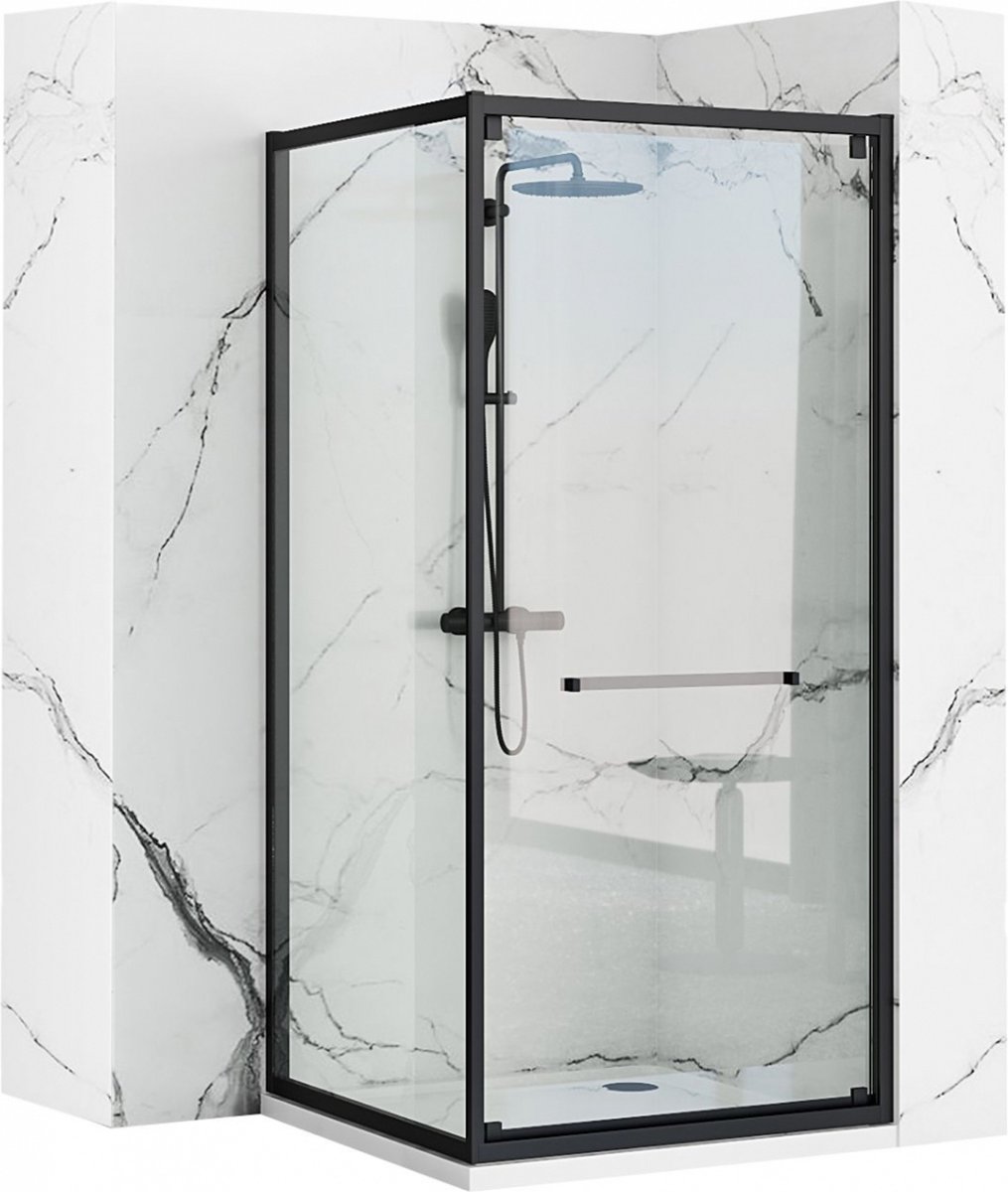 REA Space Douchecabine met Draaideur 80 x 100 x 195 cm 6 mm Mat Zwart
