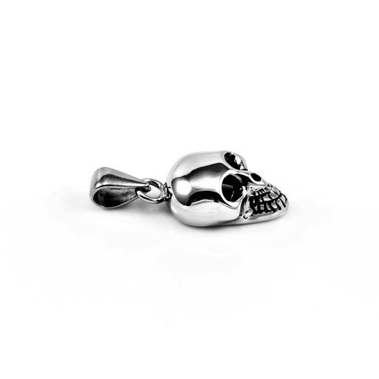 ADMETUS Schedel hanger ketting heren zilver 925 doodshoofd gothic punk sieraden geschenken voor mannen met 2,5 mm 22 inch 5 inch Rolo kettingen, Sterling zilver, Geen edelsteen