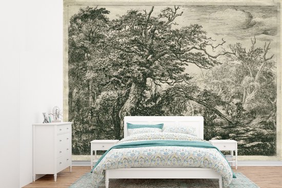 Papier peint vinyle - Les voyageurs - Peinture de Jacob van Ruisdael largeur 415 cm x hauteur 300 cm - Tirage photo sur papier peint (disponible en 7 tailles)