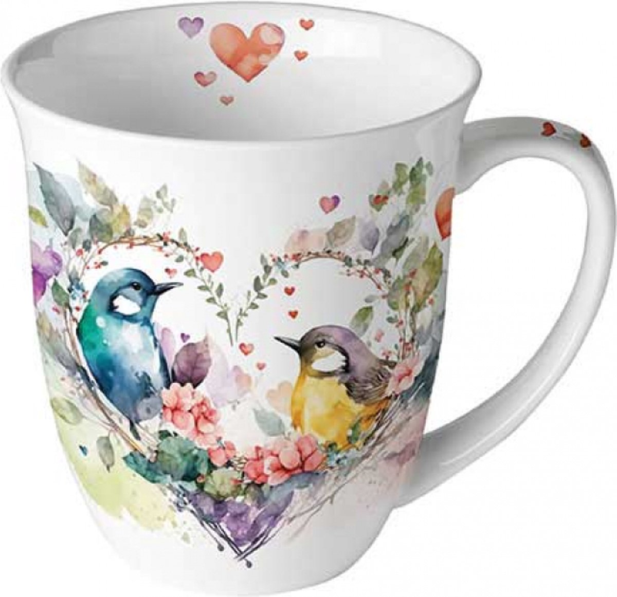 mok-beker-met oor-loving birds-vogels-liefde-valentijn-kado-cadeau-hart