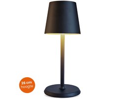 Goliving Tafellamp Oplaadbaar – Draadloos en dimbaar – Moderne touch lamp – Industrieel - Nachtlamp Slaapkamer & Woonkamer – 26 cm – Zwart