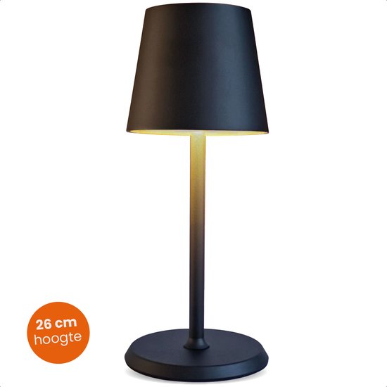 Goliving Lampe de Table Rechargeable - Sans Fil et dimmable - Lampe Tactile Moderne - Lampe de Nuit Chambre - 26 cm - Noir
