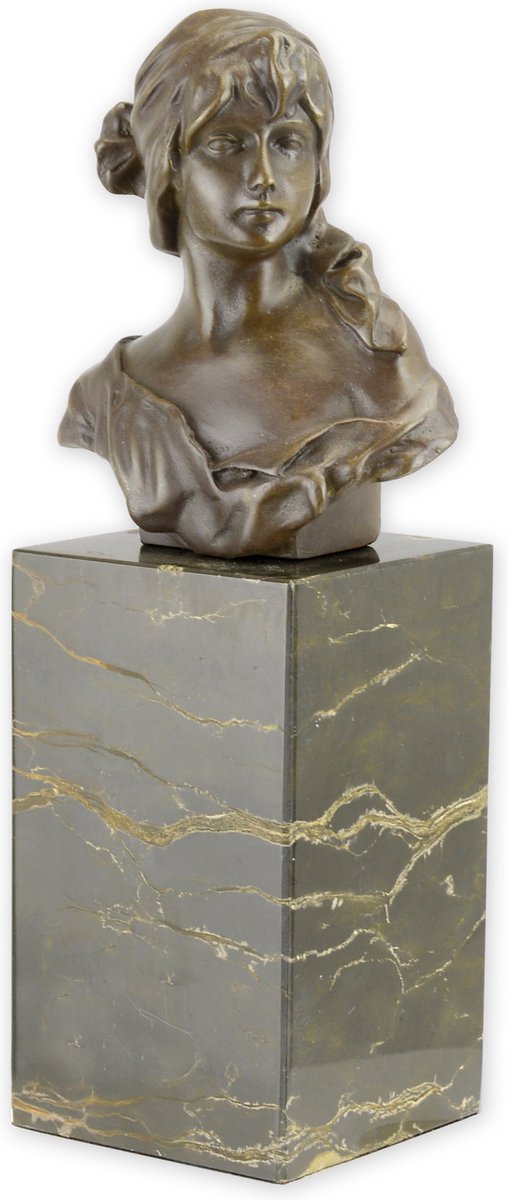 Bronzen beeld - vrouwenbuste - sculptuur - 22,8 cm hoog