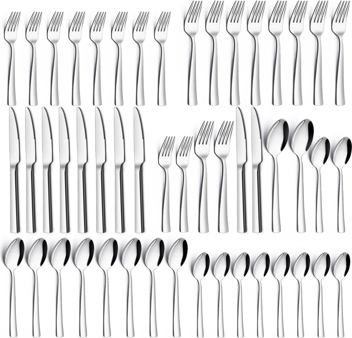 La'Moussawi ® Complete Bestekset voor 12 Personen, 60-delig, Roestvrij Staal, Hoogglans Gepolijst en Vaatwasmachinebestendig