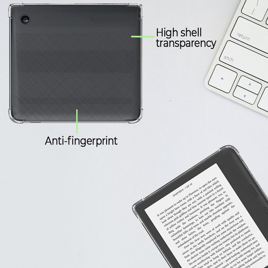 Lunso Geschikt voor Kobo Libra Colour hoes (7 inch) - TPU Backcover - Transparant van Lunso — afbeelding 2