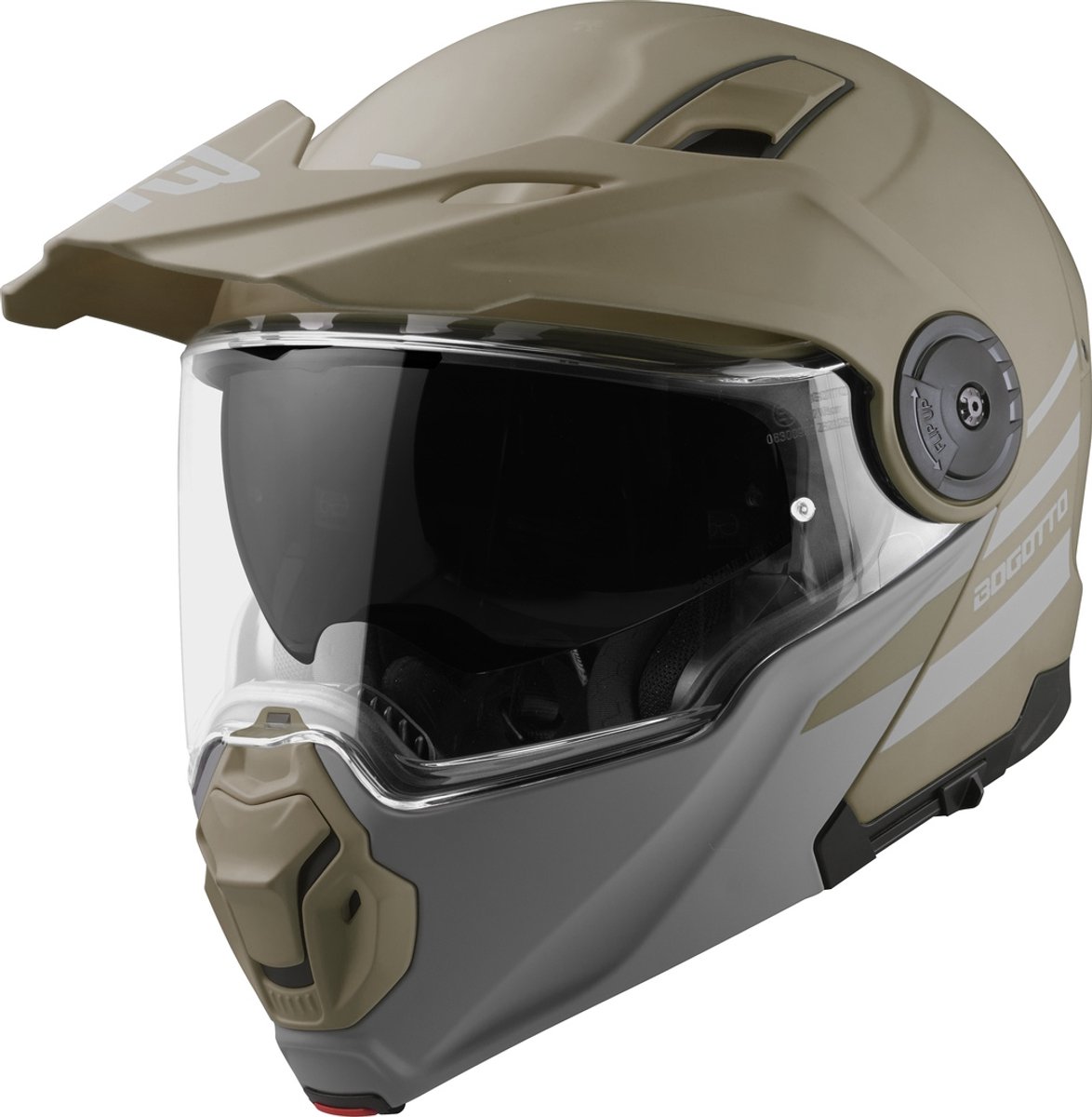 Bogotto FG-102 Duo Bruin Fiberglas Systeemhelm - Maat L - Helm