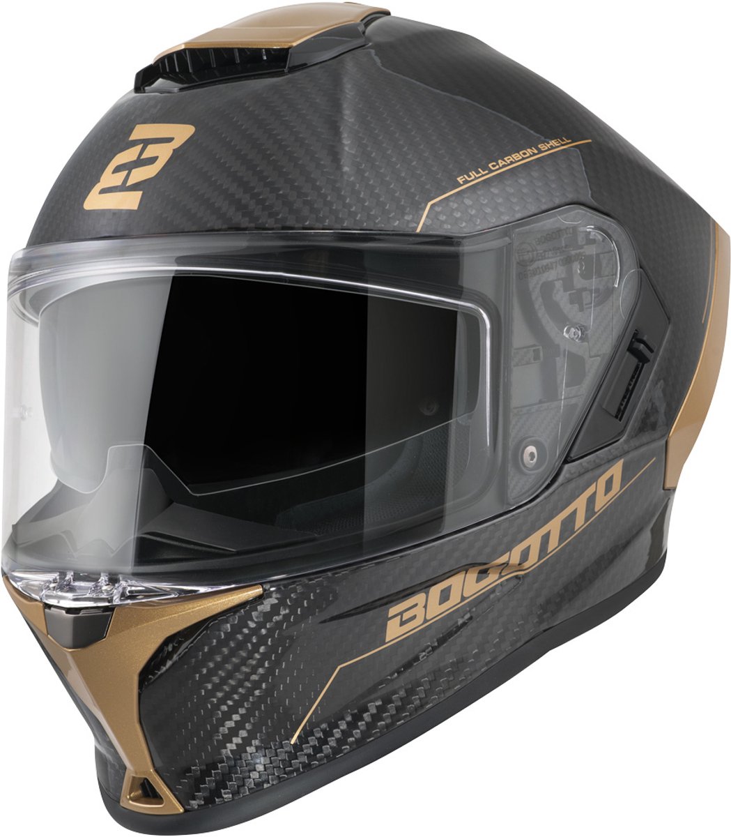 Bogotto Phantom Carbon Zwart Goud Integraalhelm - Maat S - Helm