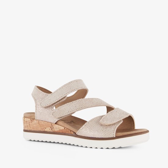 Hush Puppies leren sandalen met lage sleehak - Beige - Uitneembare zool - Maat 39