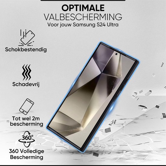 NUVEX Coque compatible avec Samsung Galaxy S24 Ultra Zwart - Anti-choc avec 1 film protecteur d'écran