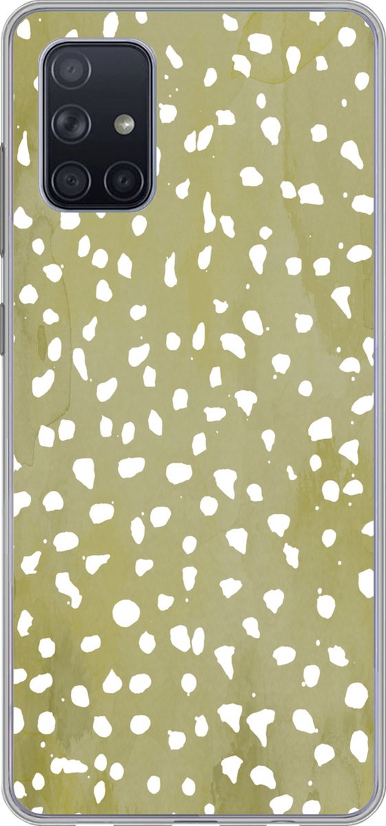 Telefoonhoesje Geschikt voor Samsung Galaxy A51 hoesje - Stippen - Wit - Groen - Siliconen Telefoonhoesje Telefoonhoesje