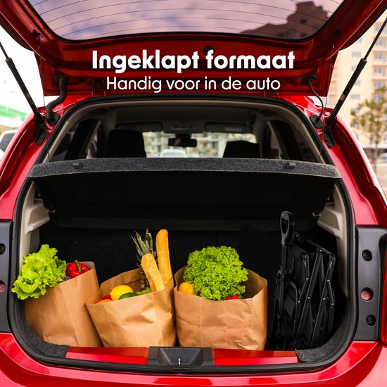 LifeGoods Bolderkar - Opvouwbaar - 80KG Draagkracht - 80L - Wasbaar Polyester - Compact - Zwart van LifeGoods — afbeelding 4