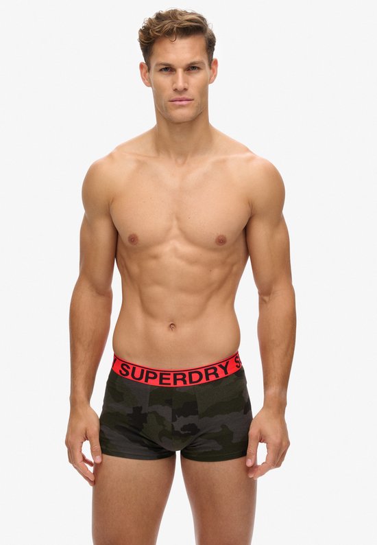 Superdry heren 2P boxer trunks basic camo groen zwart bol