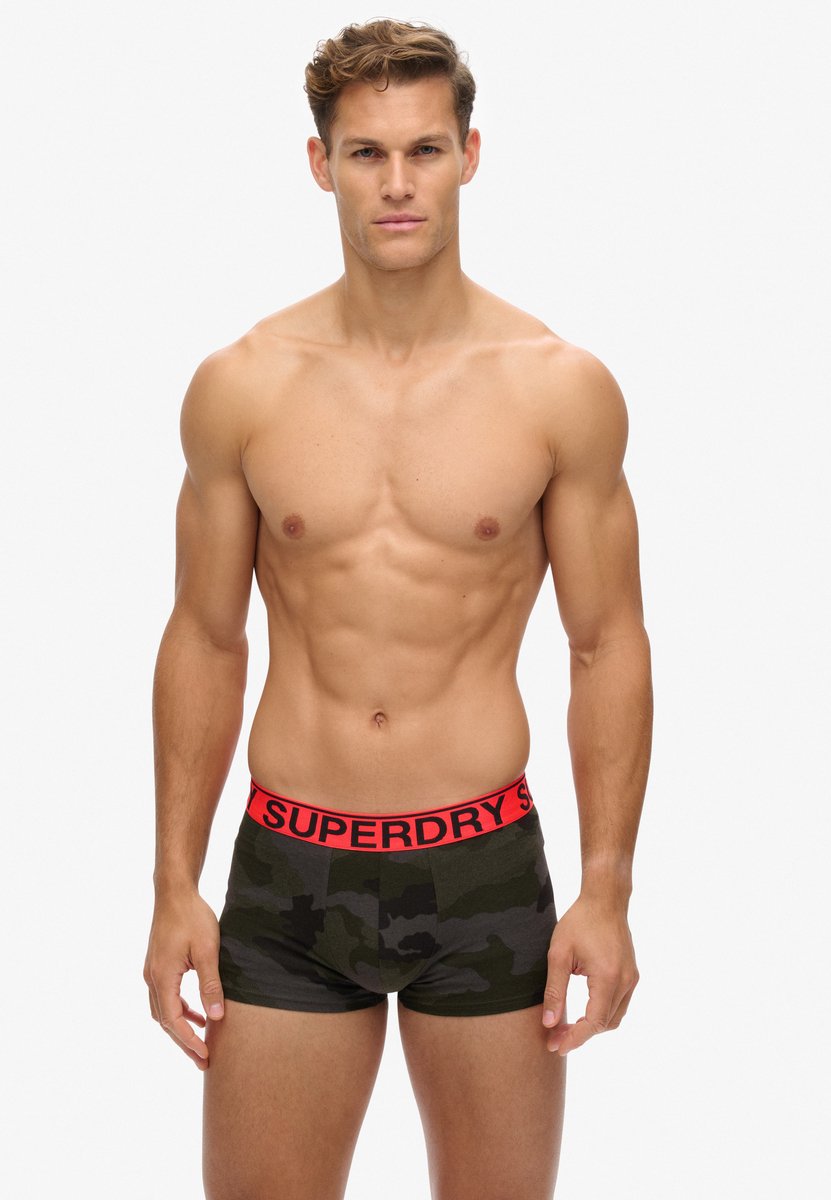 Superdry heren 2P boxer trunks basic camo groen & zwart