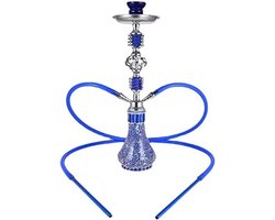 Selbro ® Waterpijp Shisha Set 55 cm met 2 Slangen, Waterbuis, Dip Tube Diffuser en Glazen Fles - Blauw