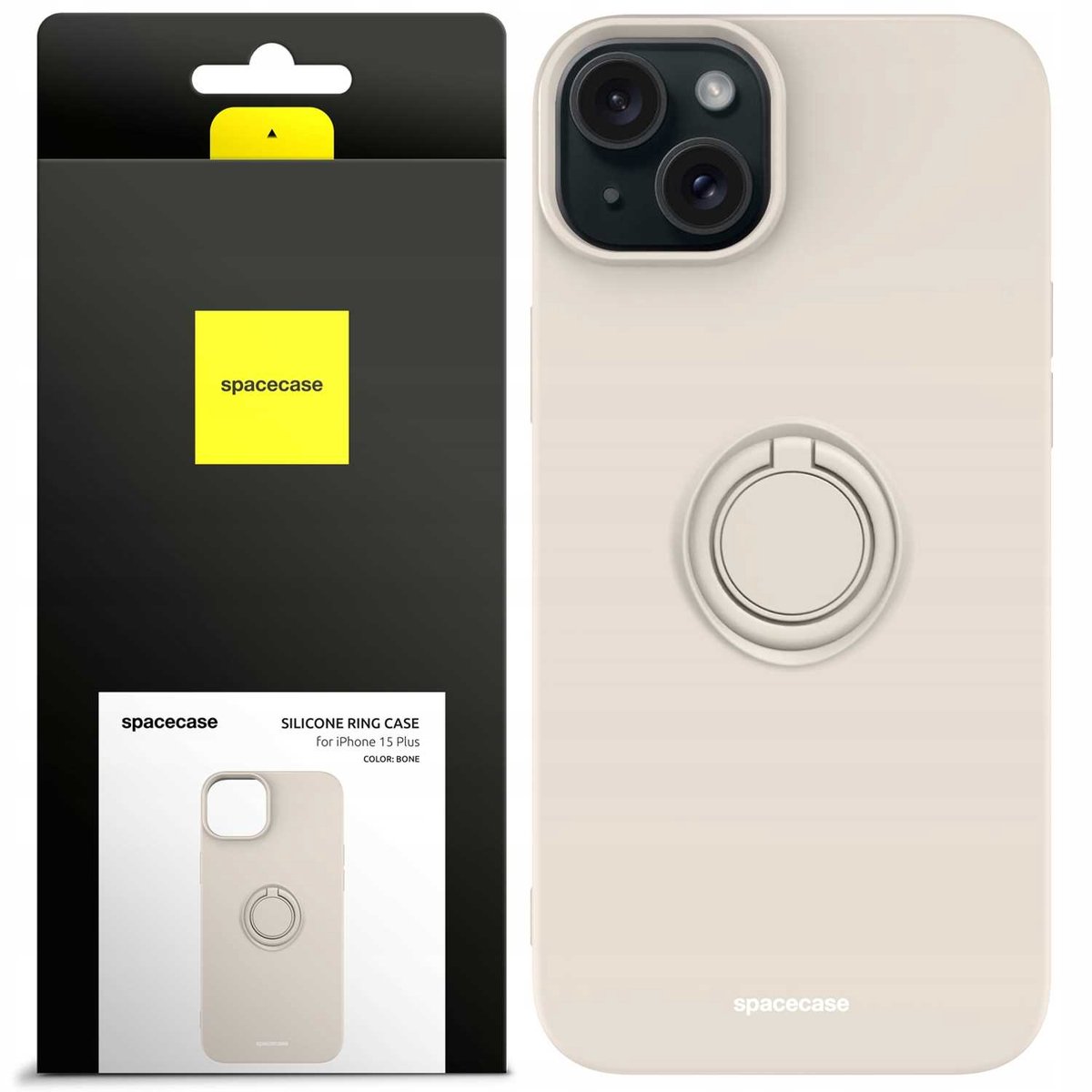 Spacecase Siliconen Ringhoesje Voor Iphone 15 Plus Bone Case
