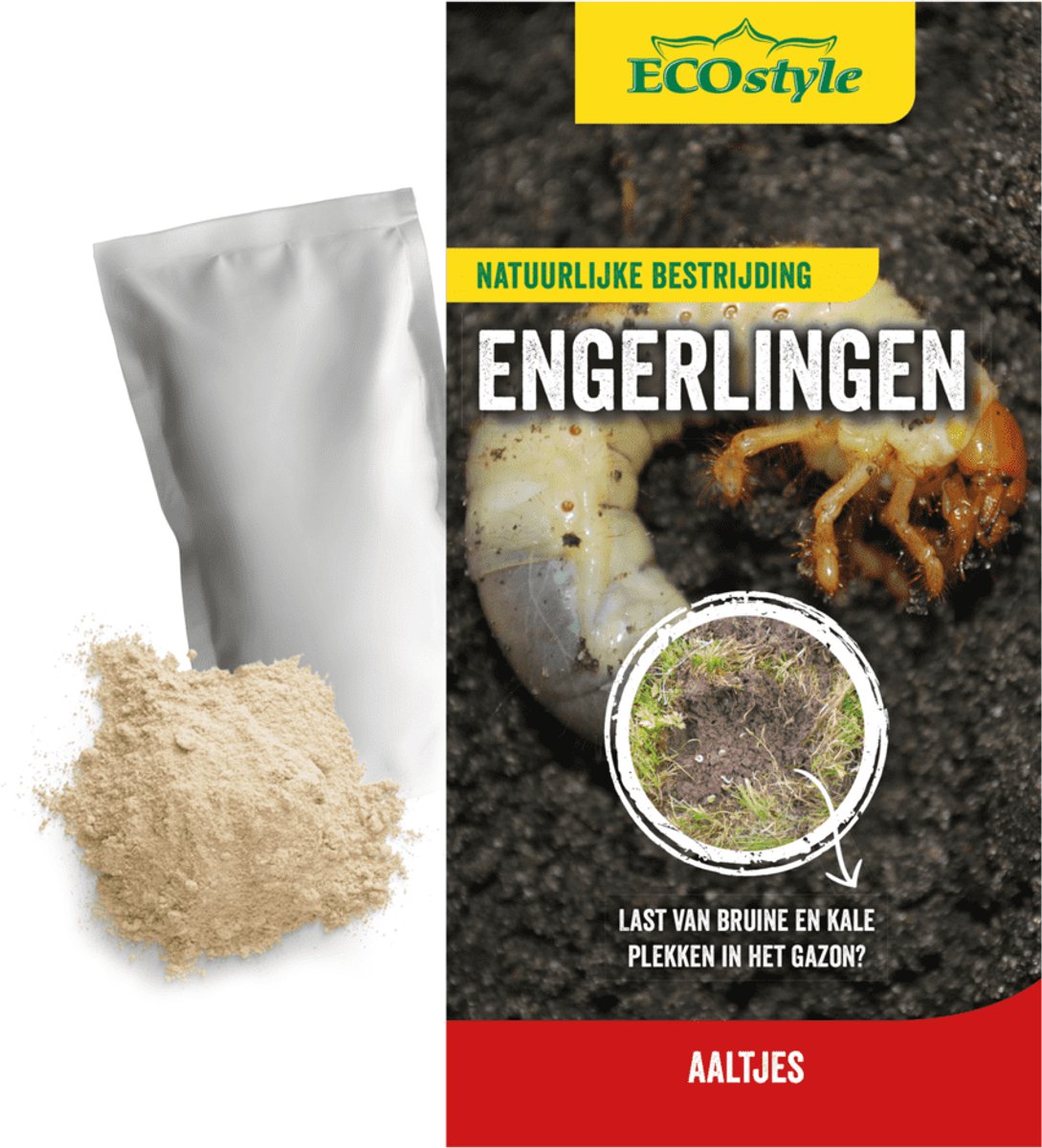 ECOstyle 25 mln Aaltjes H tegen Engerlingen - Bestrijdingsmiddel Insecten - Natuurlijk & Biologisch - Tegen Losliggende Graszoden - Werken 24 uur per Dag - 50 m2