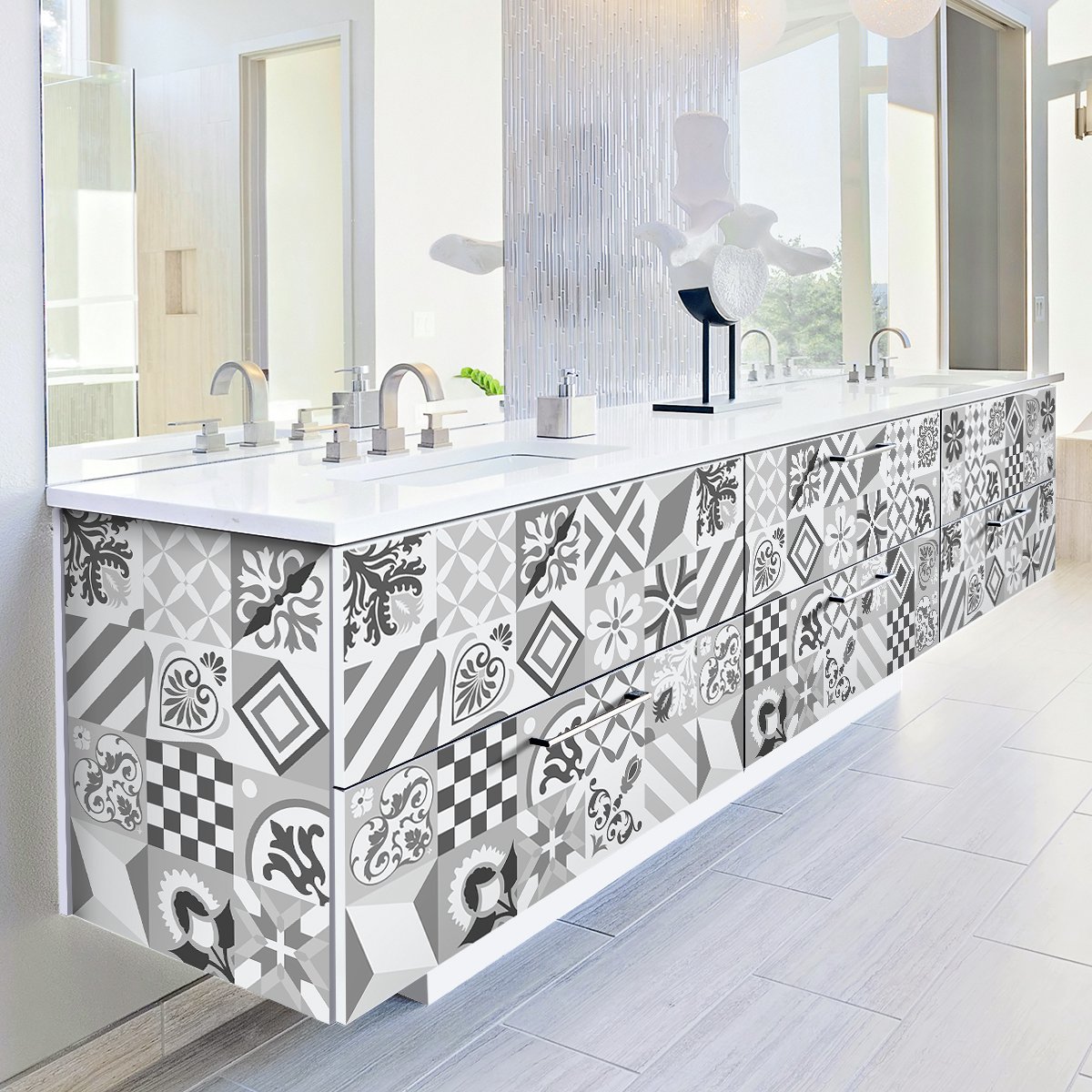 Ambiance Sticker Zelfklevende tegelmuurstickers voor keuken en badkamer - 60 CAMPOS meubel- en cementtegelstickers - 60 stickers 10x10cm Multi color