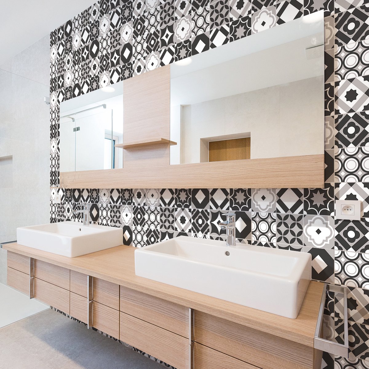 Ambiance Sticker Zelfklevende tegelmuurstickers voor keuken en badkamer - 60 RAYMONDA AZULEJOS tegelstickers - 60 stickers 20x20cm Multi color