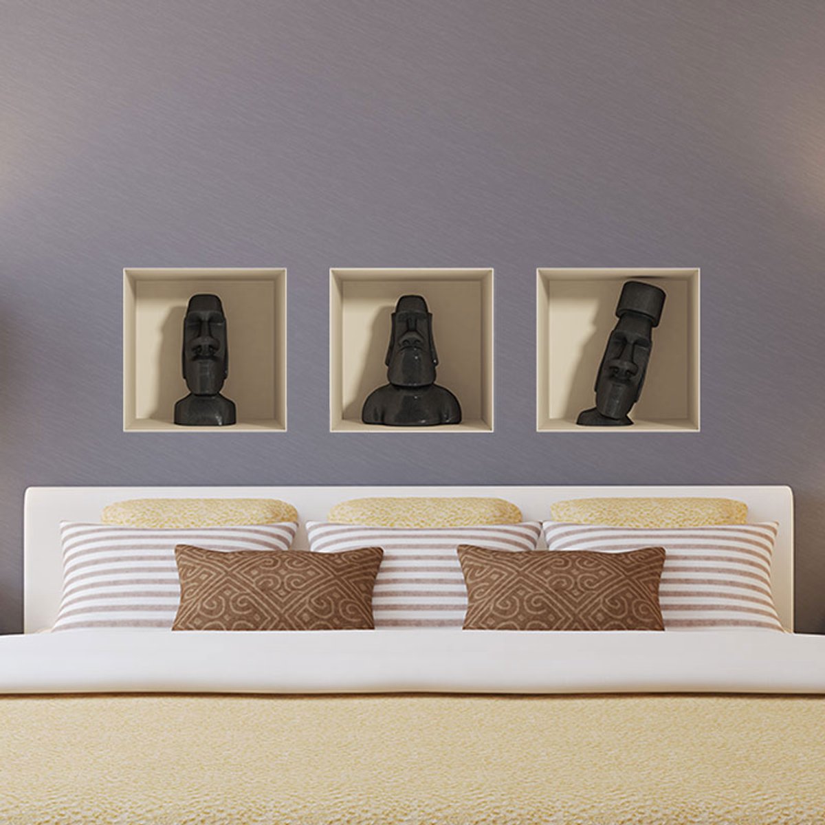 Ambiance Sticker Sticker met 3D-effect van een standbeeld van Paaseiland, 40 x 120 cm Multi color