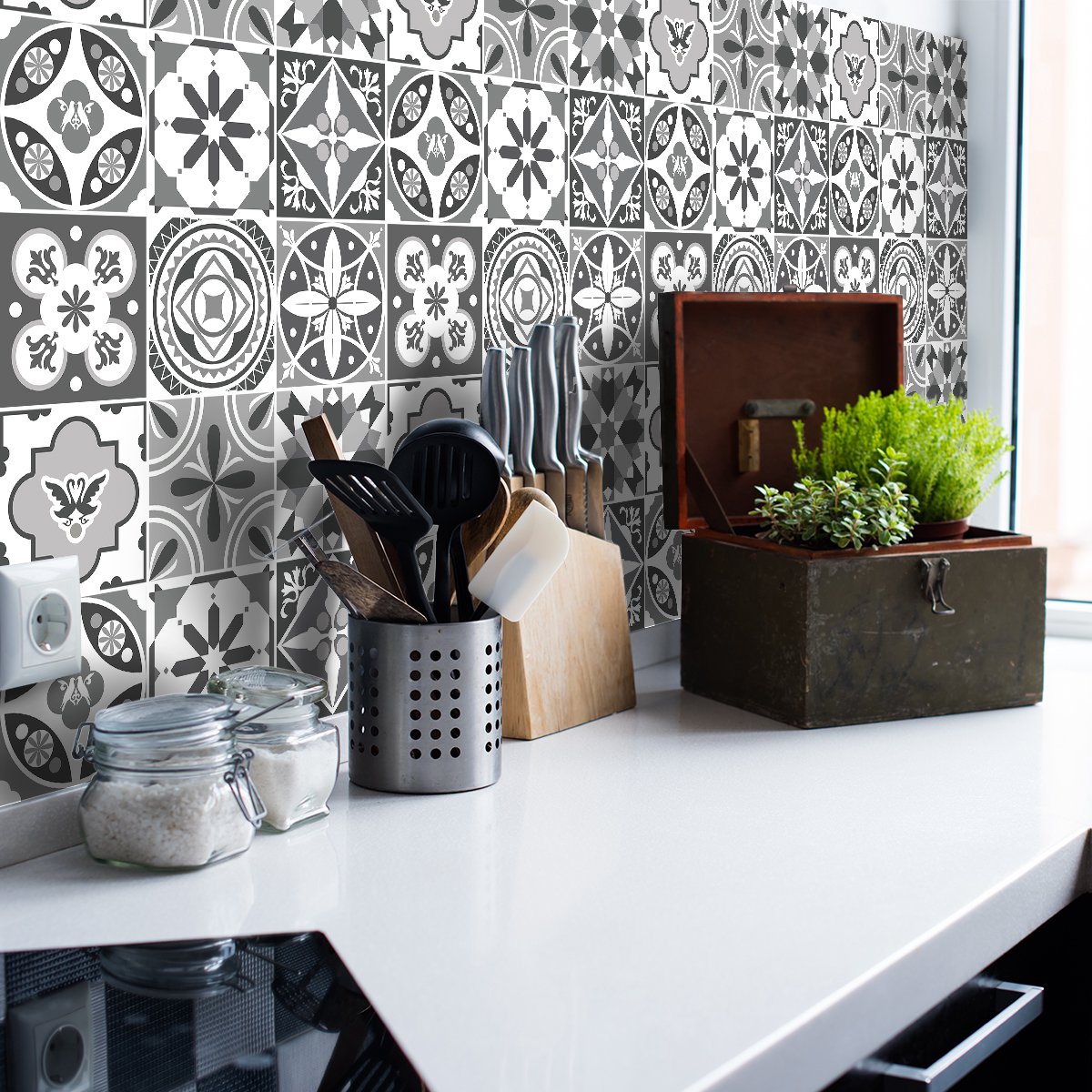 Ambiance Sticker Zelfklevende tegelmuurstickers voor keuken en badkamer - 9 tegelstickers - 9 stickers 20x20cm Multi color