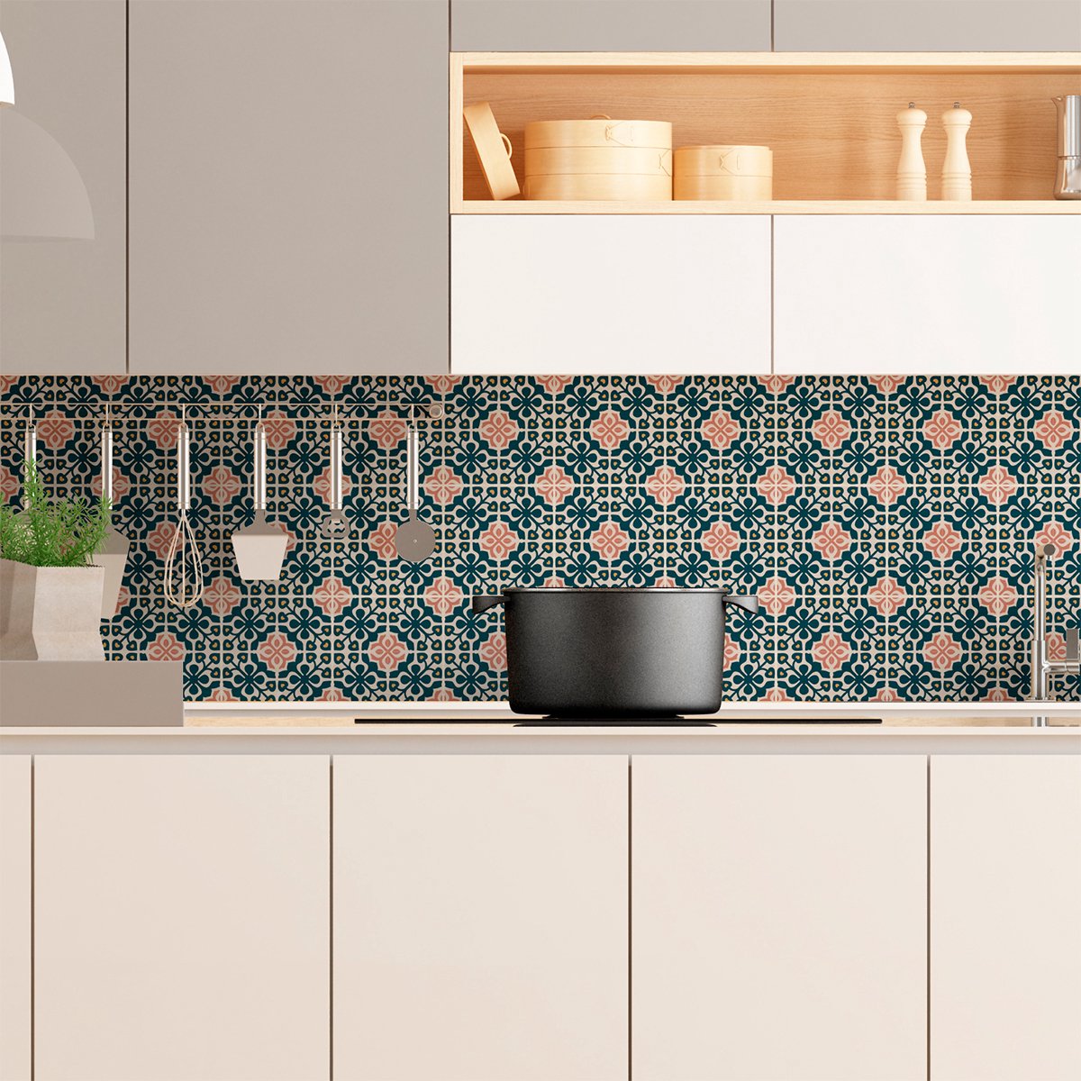 Ambiance Sticker Zelfklevende tegelmuurstickers voor keuken en badkamer - 9 Acantha Azulejo tegelstickers - 9 stickers 10x10cm Multi color