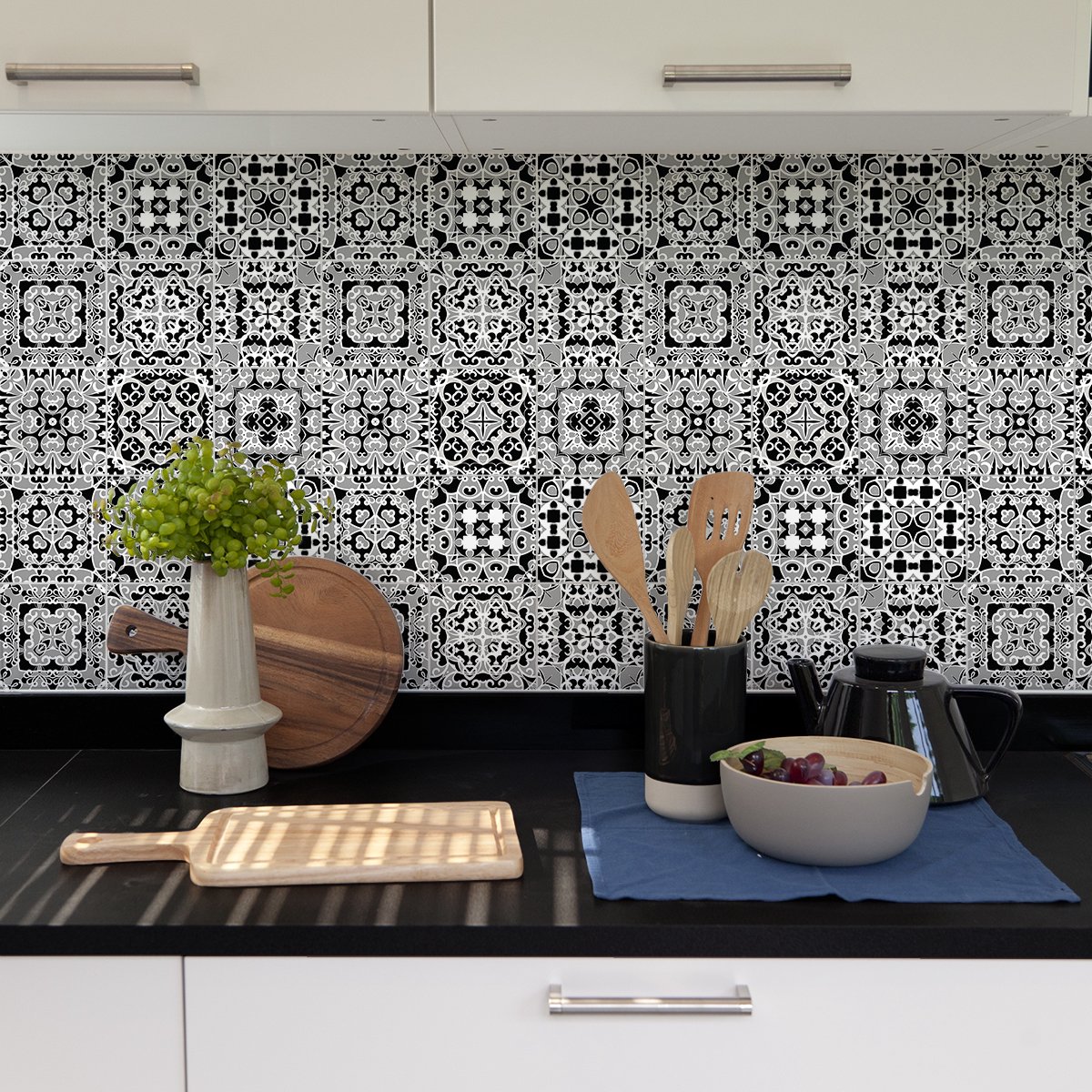 Ambiance Sticker Zelfklevende tegelmuurstickers voor keuken en badkamer - 9 DORIANE AZULEJOS tegelstickers - 9 stickers 20x20cm Multi color