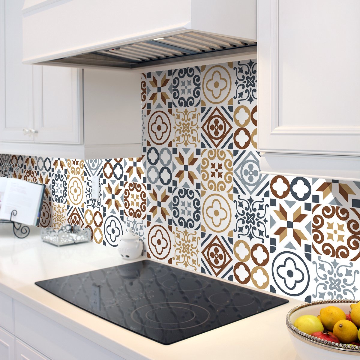 Ambiance Sticker Zelfklevende tegelmuurstickers voor keuken en badkamer - 9 Renito Azulejo tegelstickers - 9 stickers 20x20cm Multi color