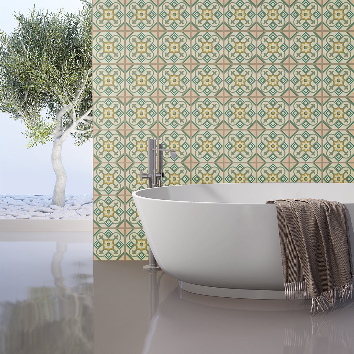 Ambiance Sticker Zelfklevende tegelmuurstickers voor keuken en badkamer - 60 Azulejos Arcadio tegelstickers - 60 stickers 20x20cm Multi color