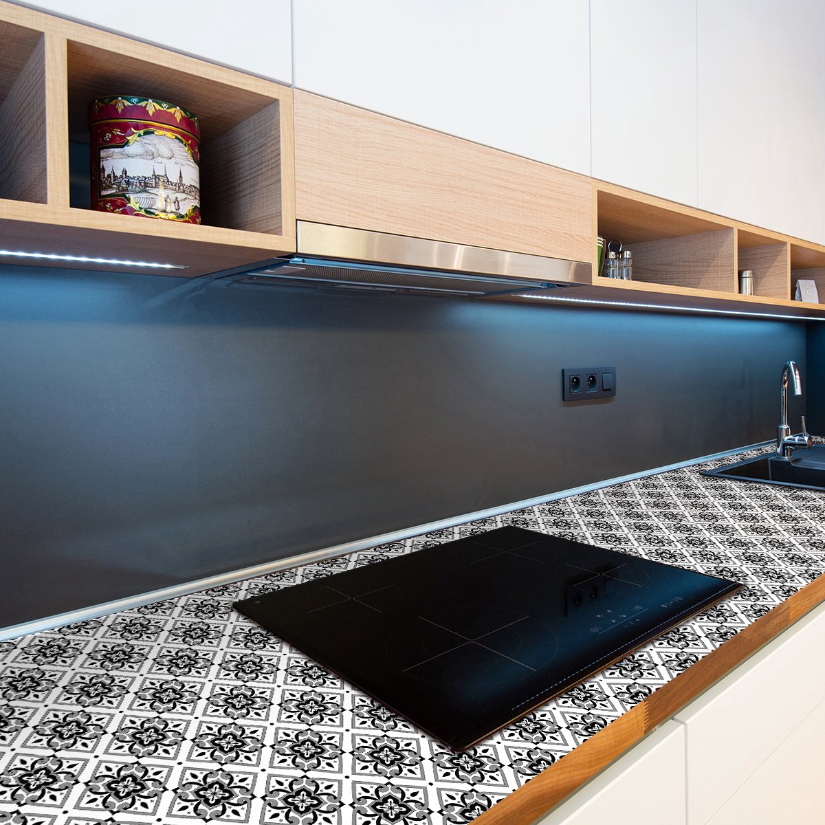 Ambiance Sticker Muurstickers - Zelfklevende tegelmuurstickers voor keuken en badkamer - 60 Vidal meubeltegelstickers - 60 stickers 20x20cm Multi color