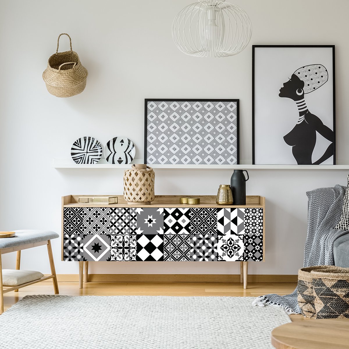 Ambiance Sticker Zelfklevende tegelmuurstickers voor keuken en badkamer - 24 NINARI meubeltegelstickers - 24 stickers 15x15cm Multi color