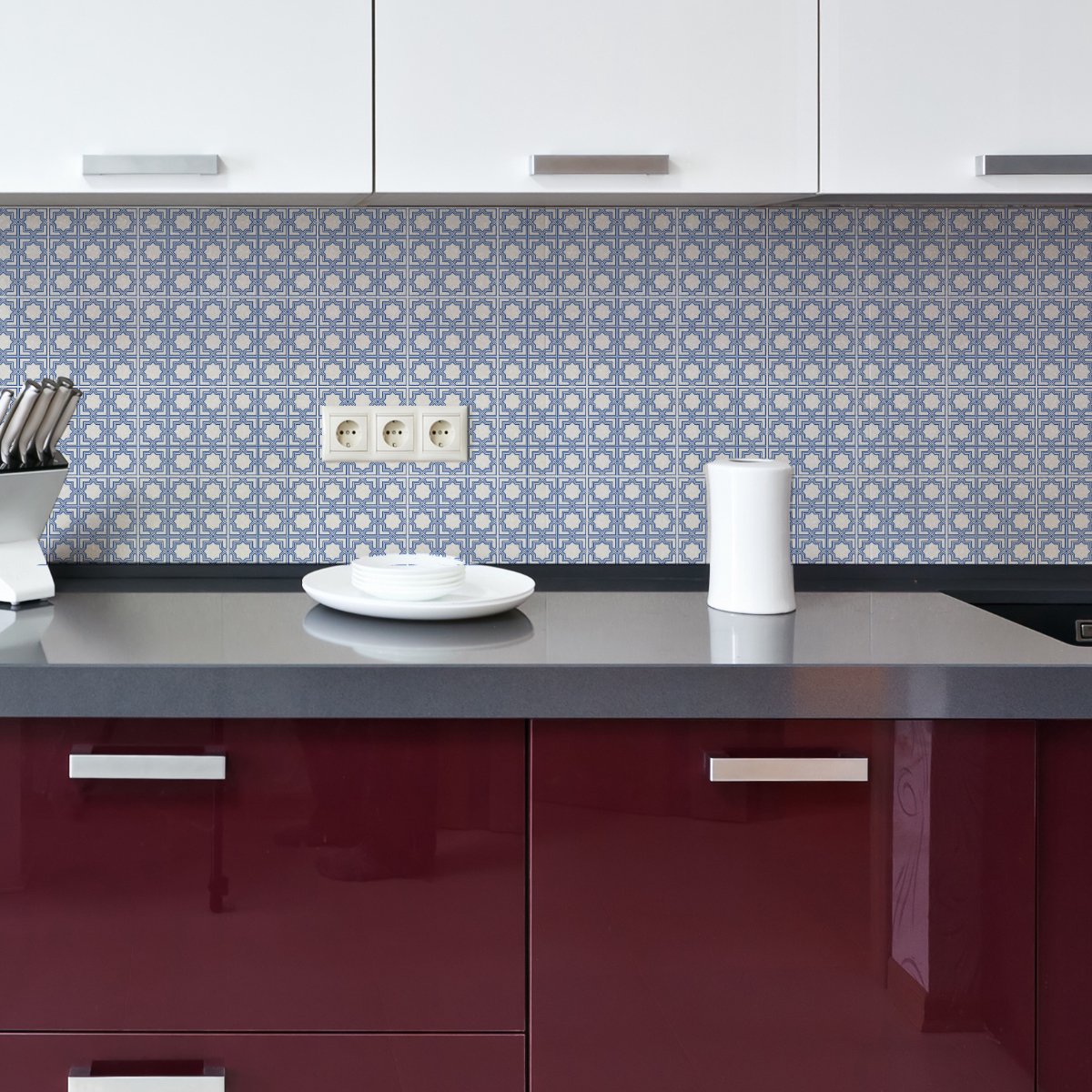 Ambiance Sticker Zelfklevende tegelmuurstickers voor keuken en badkamer - 24 Oosterse Amarna tegelstickers - 24 stickers 10x10cm Multi color