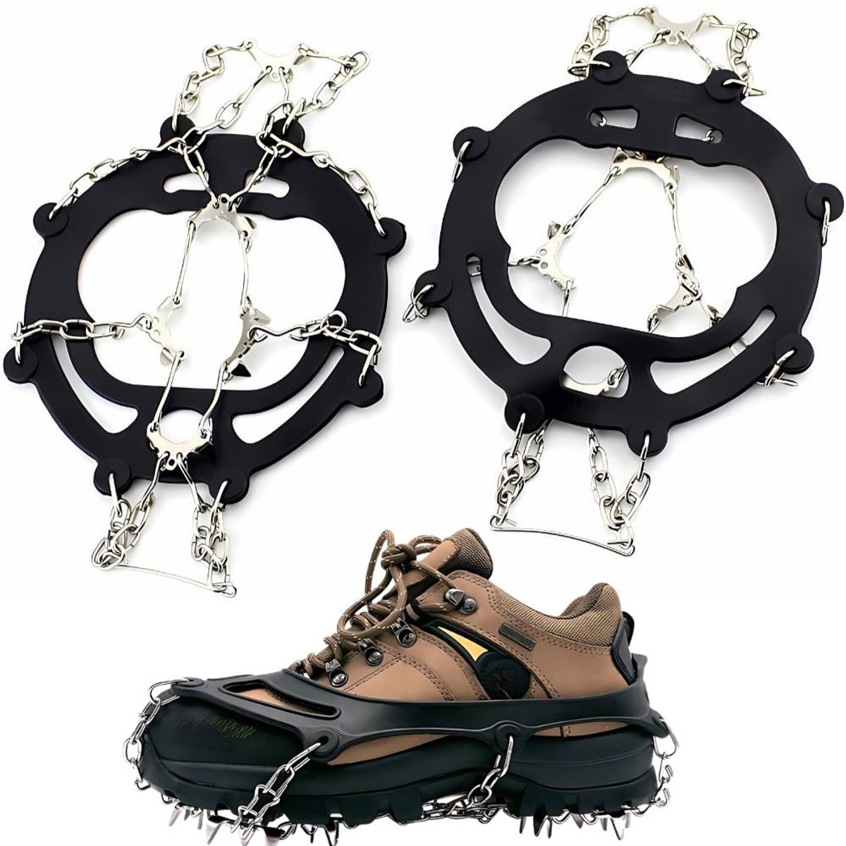 MOZY® - Sneeuwspikes - Zwart - Maat 36 tot 40 - met Opbergzakje - Crampons - Sneeuwklauwen - Sneeuwketting - Stijgijzers - Wintergrip