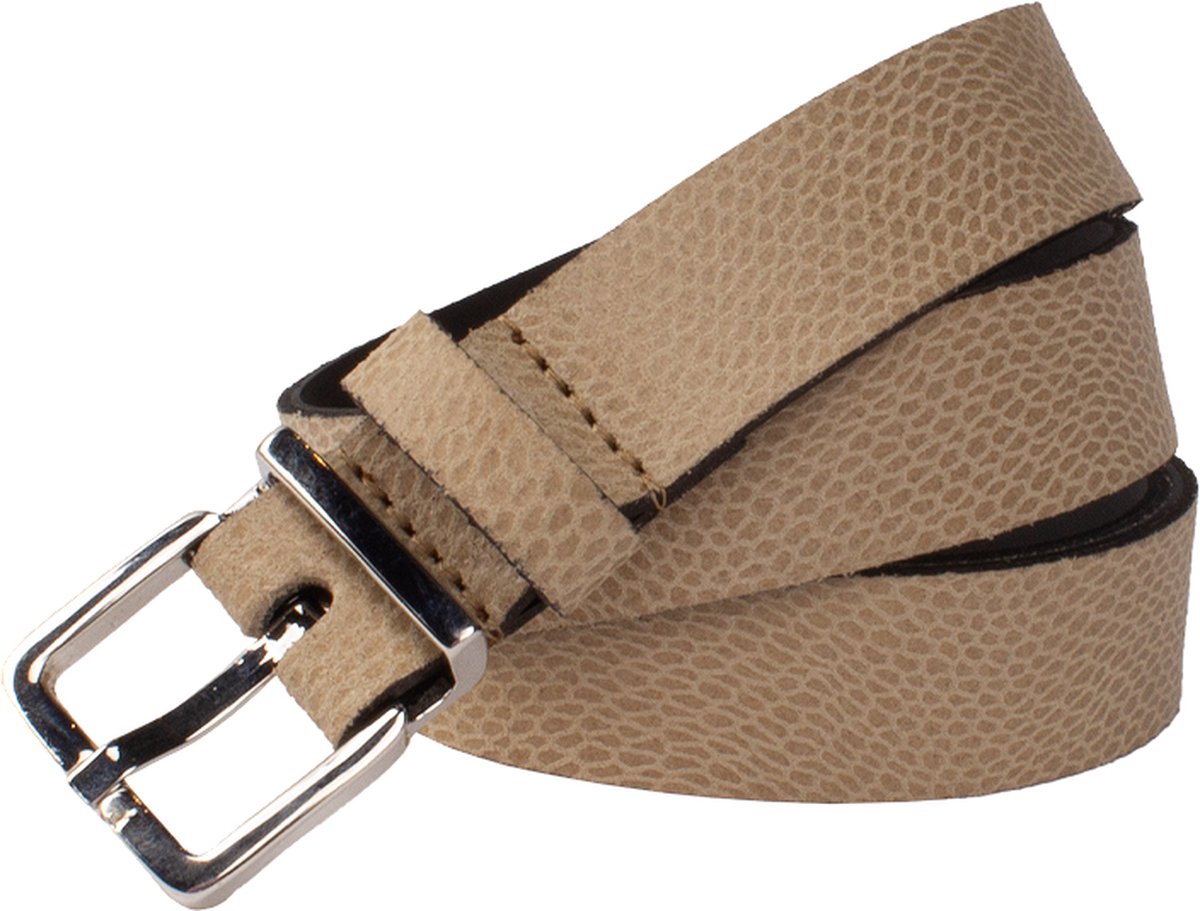 Legend Dames - Leren riem - Crème - Slangenprint - 85cm