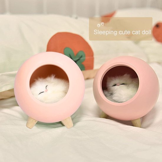 Nachtlampje LED Leuke Tafellamp Kat Huis - Roze - USB - Kinderen Meisjes - Slaapkamer Decor . van Merkloos — afbeelding 2