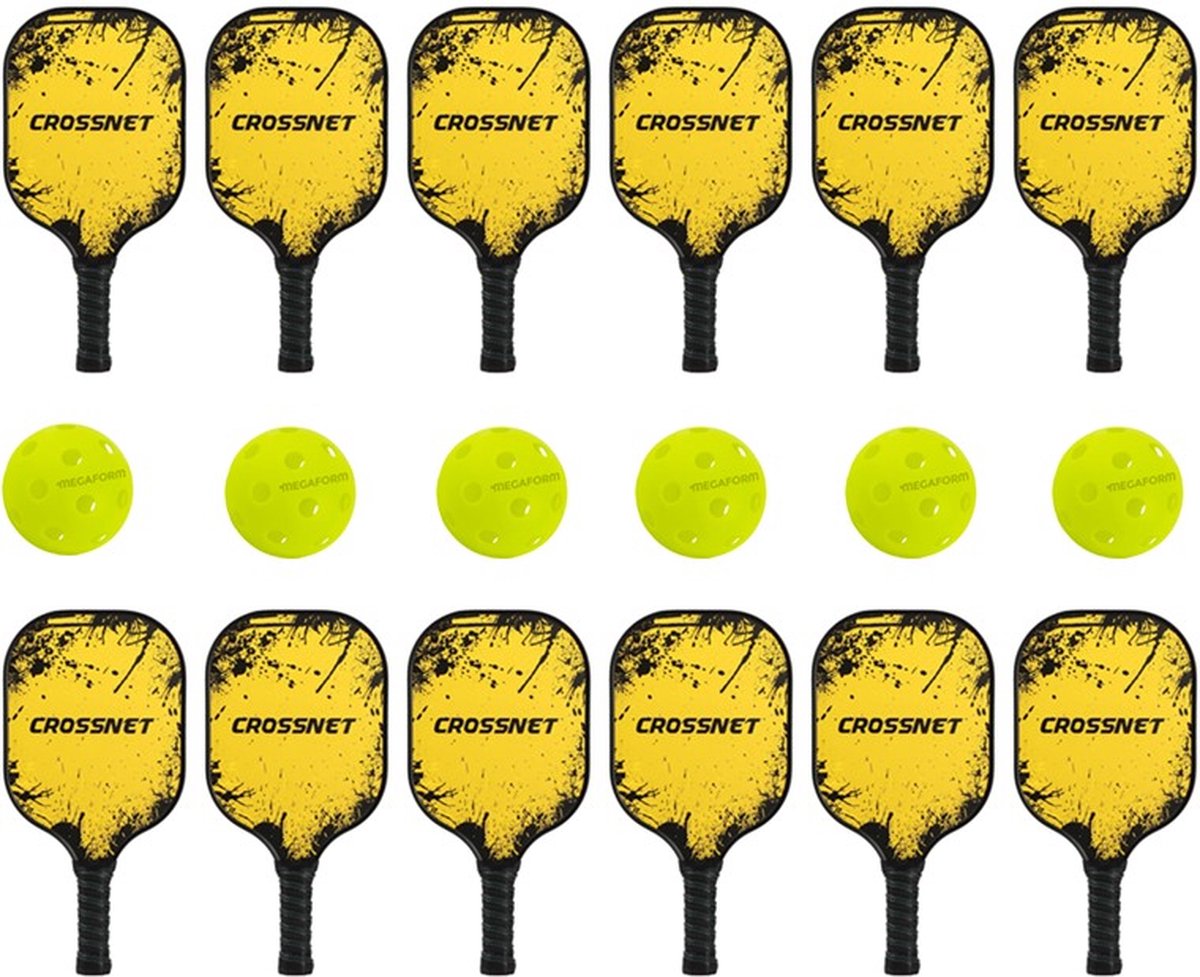 Crossnet - Pickleball schoolset - Set van 12 rackets en 6 ballen