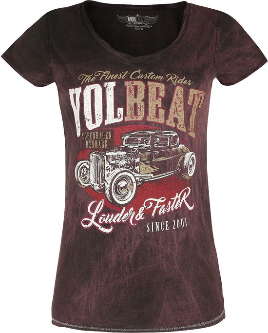 Volbeat Louder And Faster Dames T-shirt - donkerrood - M