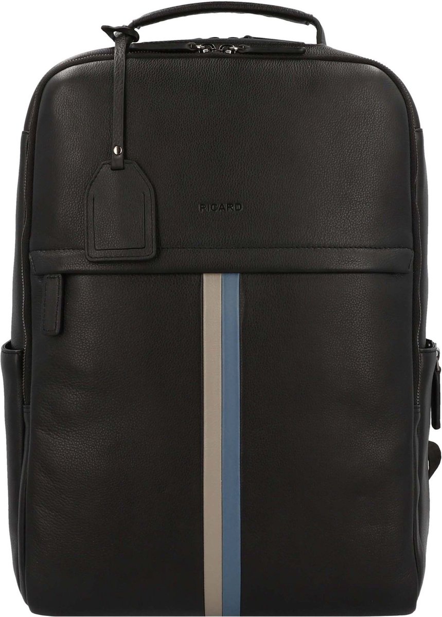 PICARD Leren Laptop rugzak Rugzak met laptopvak Horizon Backpack Black Zwart
