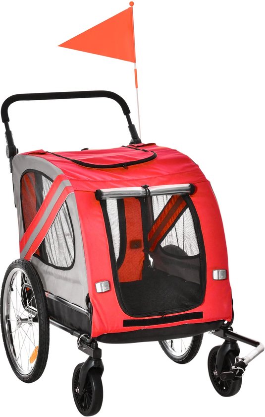 Foto: Hipet inklapbare dubbele hondenbuggy duo tot 20kg per zitting zwart grijs