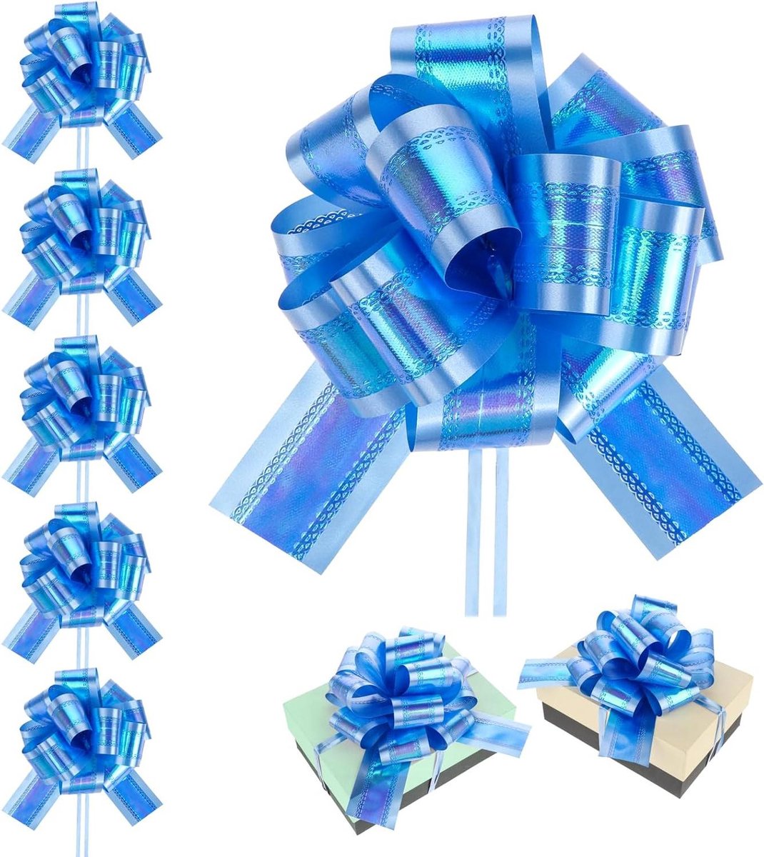 6 Pcs Drawing Bows for Gifts - 6 Inch Packaging Party Birthday Holiday Gift Boxes (Pink)