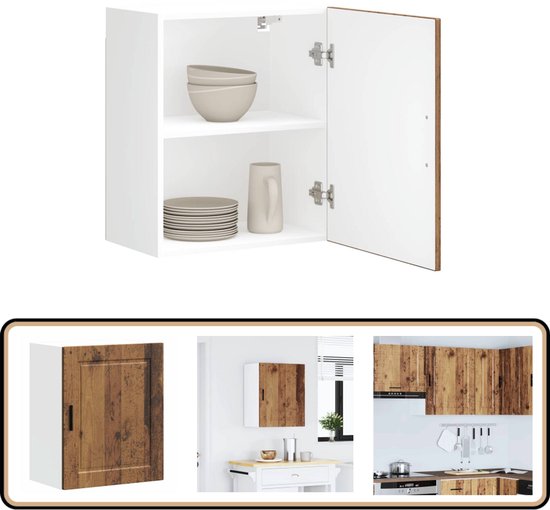 Printerstand met opslag Oud hout 60 x 50 x 67 cm Bewerkt hout